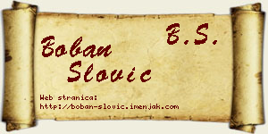 Boban Slović vizit kartica